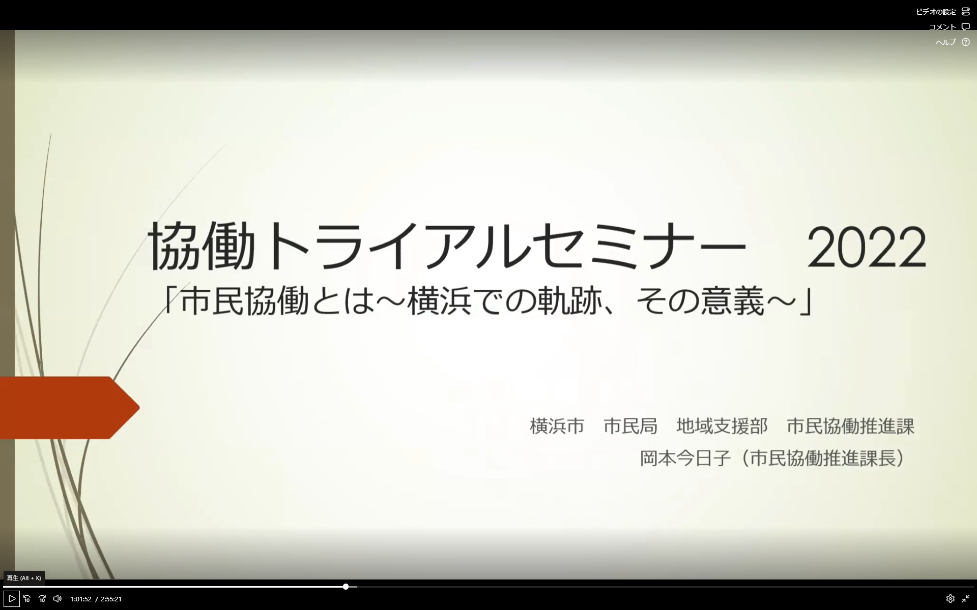 市民協働事業の基本原則についてのスライド